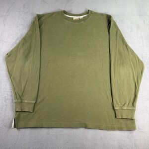 L.L. Bean Shirt Mens 2XL Green Waffle Thermal Long Sleeve Crew Neck Cotton Top